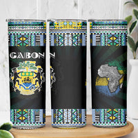 Gabon Roots Skinny Tumbler African Map in Fingerprint and Tribal Colors