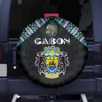 Gabon Roots Spare Tire Cover African Map in Fingerprint and Tribal Colors