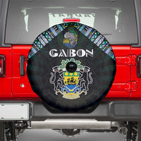 Gabon Roots Spare Tire Cover African Map in Fingerprint and Tribal Colors