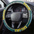 Gabon Roots Steering Wheel Cover African Map in Fingerprint and Tribal Colors