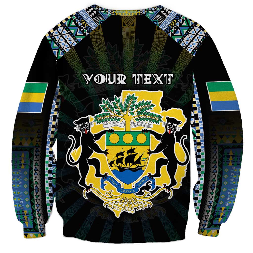 Personalized Gabon Roots Sweatshirt African Map in Fingerprint and Tribal Colors