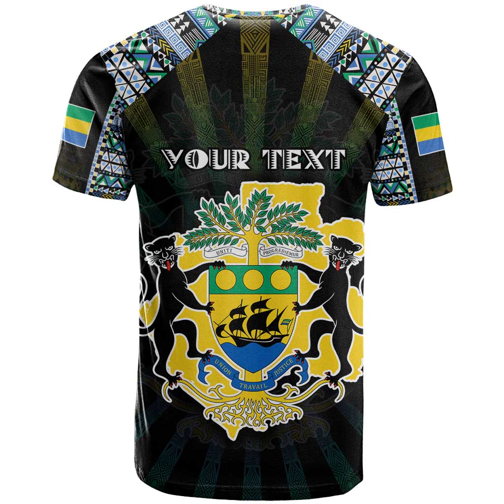 Personalized Gabon Roots T Shirt African Map in Fingerprint and Tribal Colors