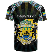 Personalized Gabon Roots T Shirt African Map in Fingerprint and Tribal Colors