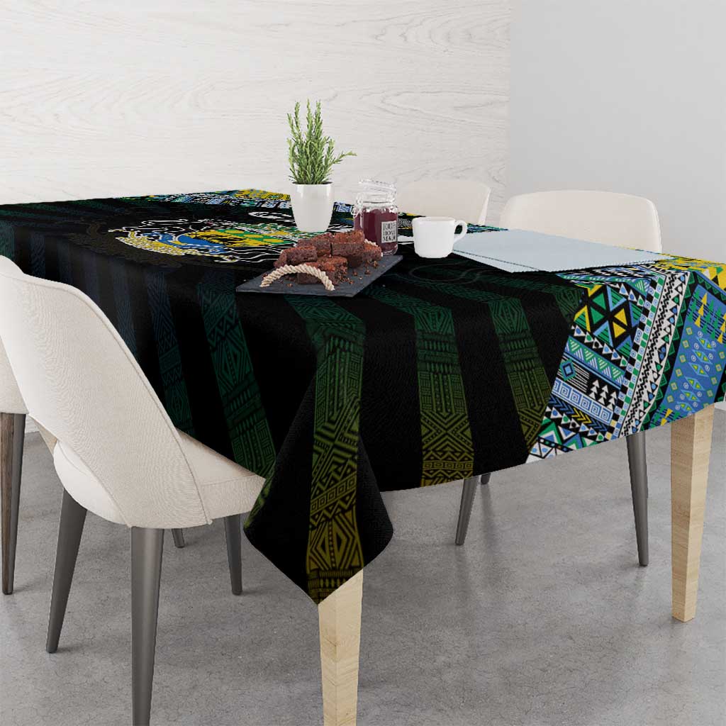 Gabon Roots Tablecloth African Map in Fingerprint and Tribal Colors