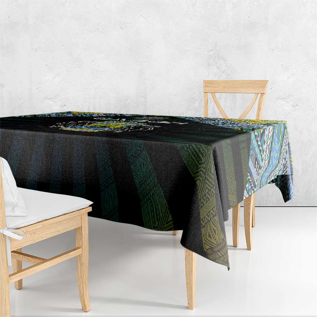 Gabon Roots Tablecloth African Map in Fingerprint and Tribal Colors