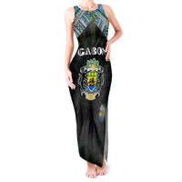 Personalized Gabon Roots Tank Maxi Dress African Map in Fingerprint and Tribal Colors