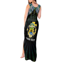 Personalized Gabon Roots Tank Maxi Dress African Map in Fingerprint and Tribal Colors