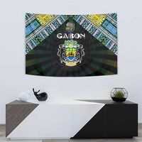 Gabon Roots Tapestry African Map in Fingerprint and Tribal Colors