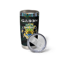 Gabon Roots Tumbler Cup African Map in Fingerprint and Tribal Colors