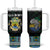 Gabon Roots Tumbler With Handle African Map in Fingerprint and Tribal Colors
