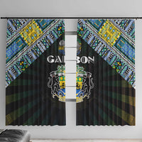 Gabon Roots Window Curtain African Map in Fingerprint and Tribal Colors