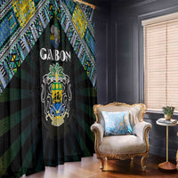 Gabon Roots Window Curtain African Map in Fingerprint and Tribal Colors