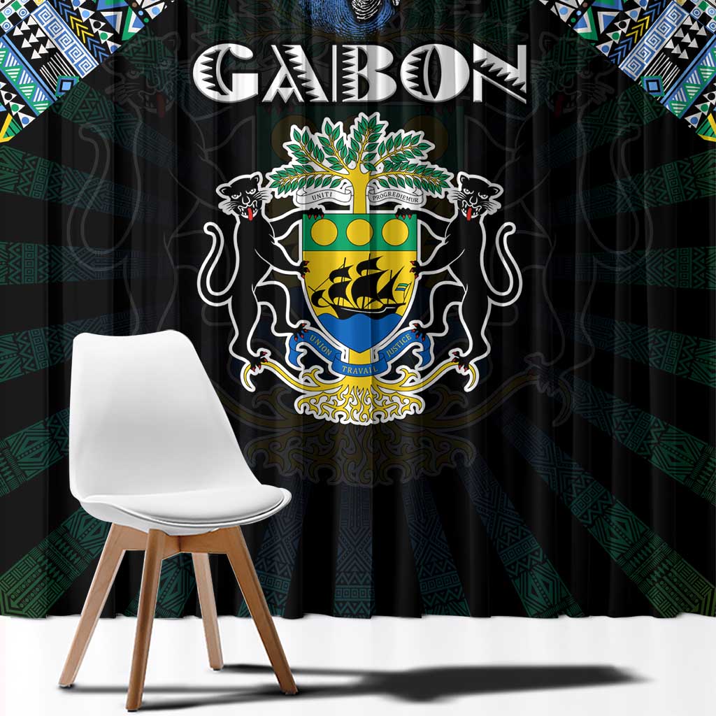 Gabon Roots Window Curtain African Map in Fingerprint and Tribal Colors