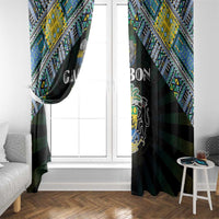 Gabon Roots Window Curtain African Map in Fingerprint and Tribal Colors