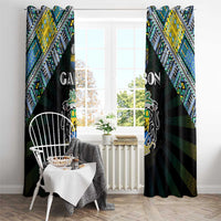 Gabon Roots Window Curtain African Map in Fingerprint and Tribal Colors