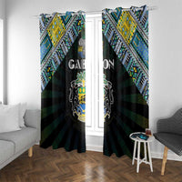 Gabon Roots Window Curtain African Map in Fingerprint and Tribal Colors