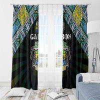 Gabon Roots Window Curtain African Map in Fingerprint and Tribal Colors