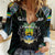 Personalized Gabon Roots Women Casual Shirt African Map in Fingerprint and Tribal Colors
