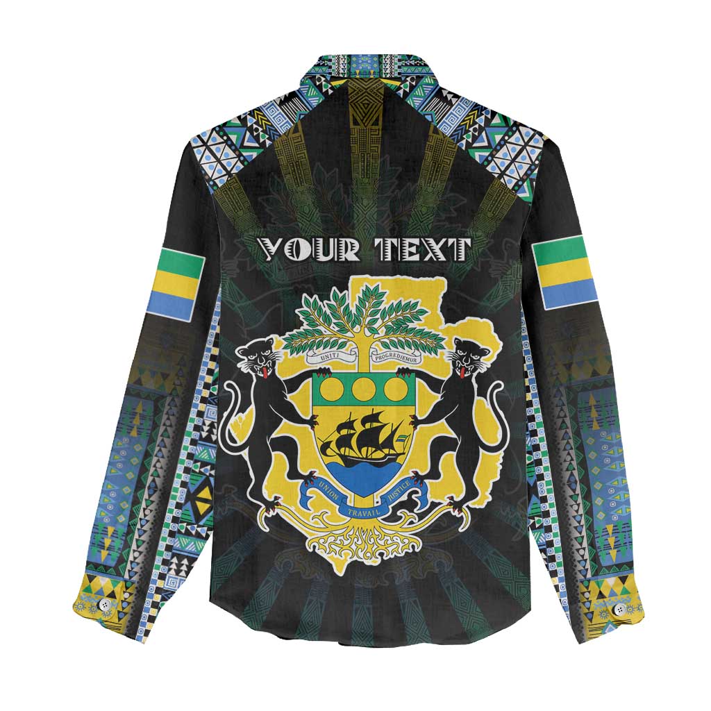 Personalized Gabon Roots Women Casual Shirt African Map in Fingerprint and Tribal Colors