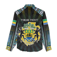 Personalized Gabon Roots Women Casual Shirt African Map in Fingerprint and Tribal Colors