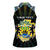 Personalized Gabon Roots Women Sleeveless Polo Shirt African Map in Fingerprint and Tribal Colors