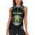 Personalized Gabon Roots Women Sleeveless Polo Shirt African Map in Fingerprint and Tribal Colors
