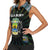 Personalized Gabon Roots Women Sleeveless Polo Shirt African Map in Fingerprint and Tribal Colors