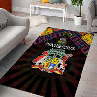 Mauritius Roots Area Rug African Map in Fingerprint and Tribal Colors