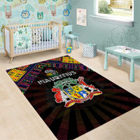 Mauritius Roots Area Rug African Map in Fingerprint and Tribal Colors