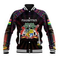 Personalized Mauritius Roots Baseball Jacket African Map in Fingerprint and Tribal Colors