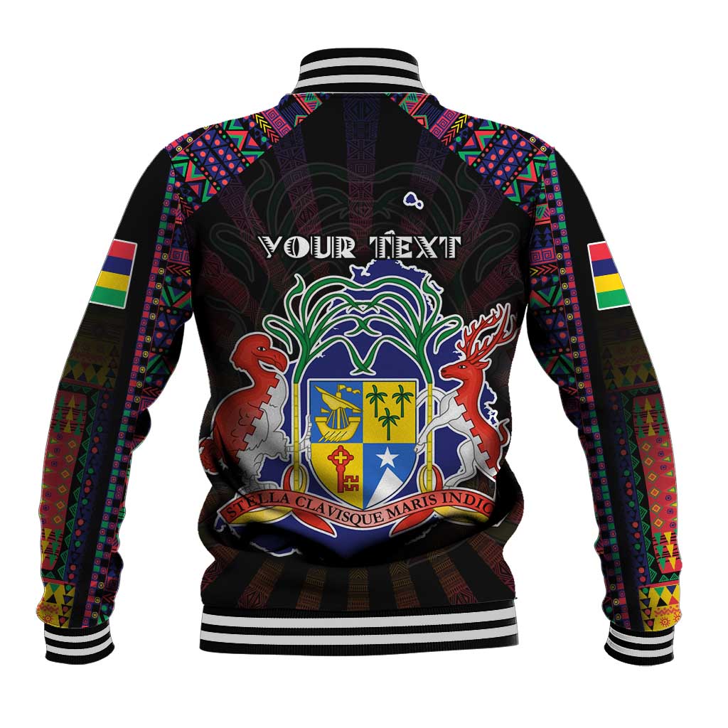 Personalized Mauritius Roots Baseball Jacket African Map in Fingerprint and Tribal Colors