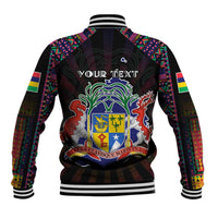 Personalized Mauritius Roots Baseball Jacket African Map in Fingerprint and Tribal Colors