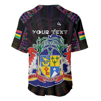 Personalized Mauritius Roots Baseball Jersey African Map in Fingerprint and Tribal Colors