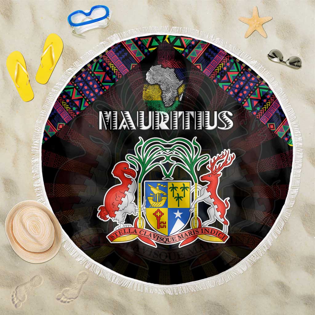 Mauritius Roots Beach Blanket African Map in Fingerprint and Tribal Colors
