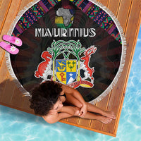 Mauritius Roots Beach Blanket African Map in Fingerprint and Tribal Colors