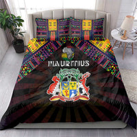 Mauritius Roots Bedding Set African Map in Fingerprint and Tribal Colors