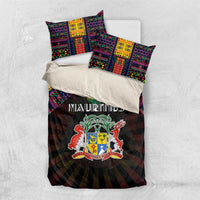 Mauritius Roots Bedding Set African Map in Fingerprint and Tribal Colors