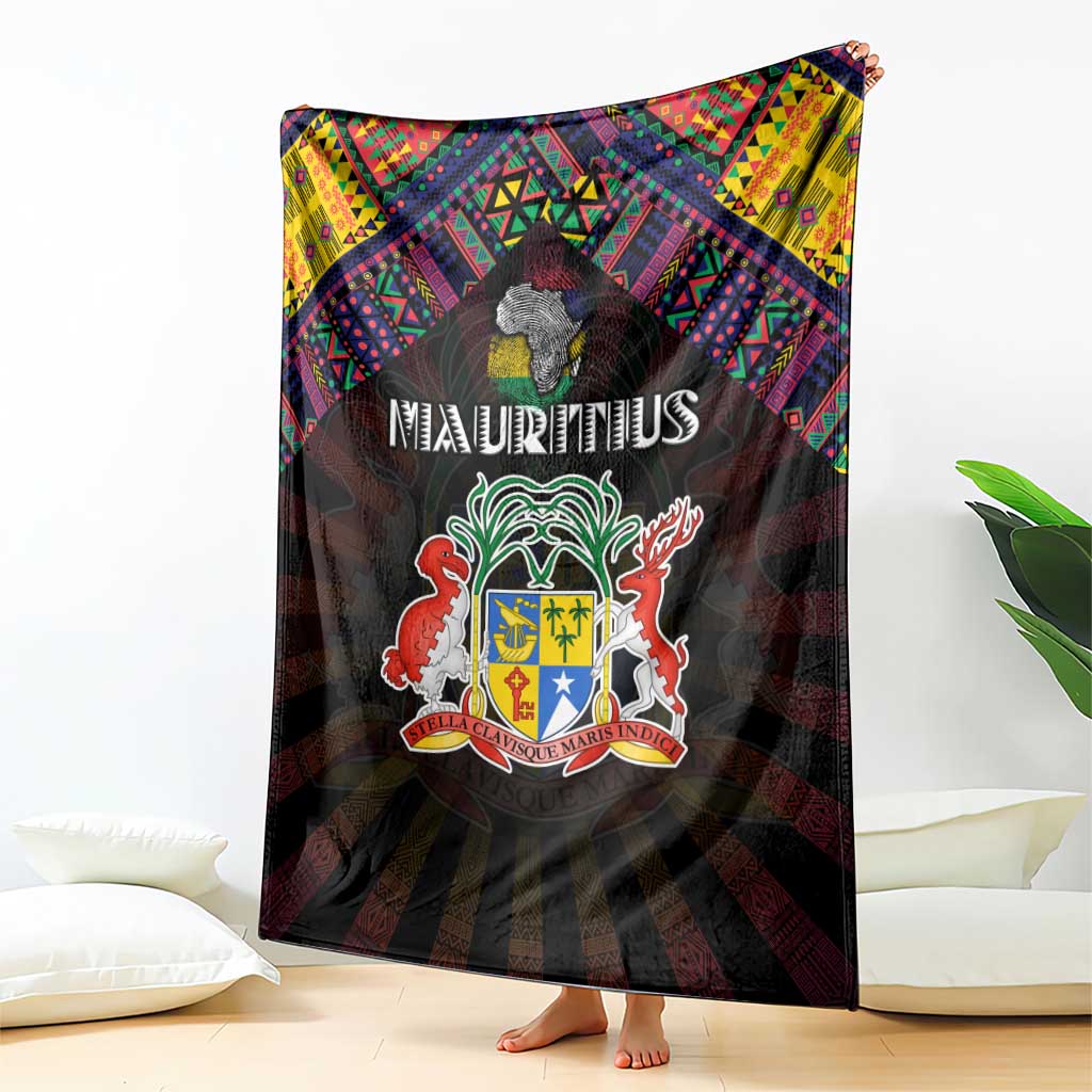 Mauritius Roots Blanket African Map in Fingerprint and Tribal Colors