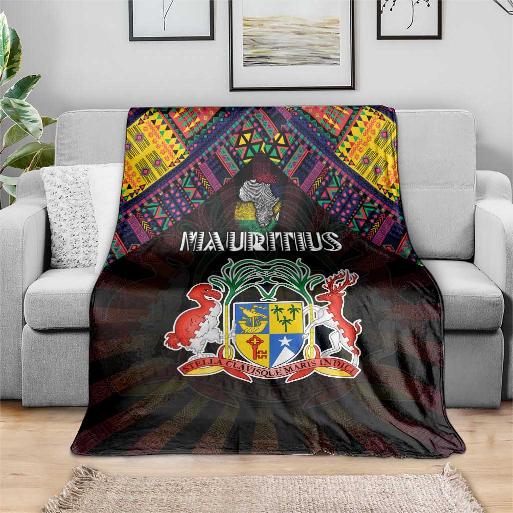 Mauritius Roots Blanket African Map in Fingerprint and Tribal Colors