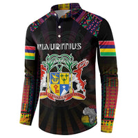 Personalized Mauritius Roots Button Sweatshirt African Map in Fingerprint and Tribal Colors