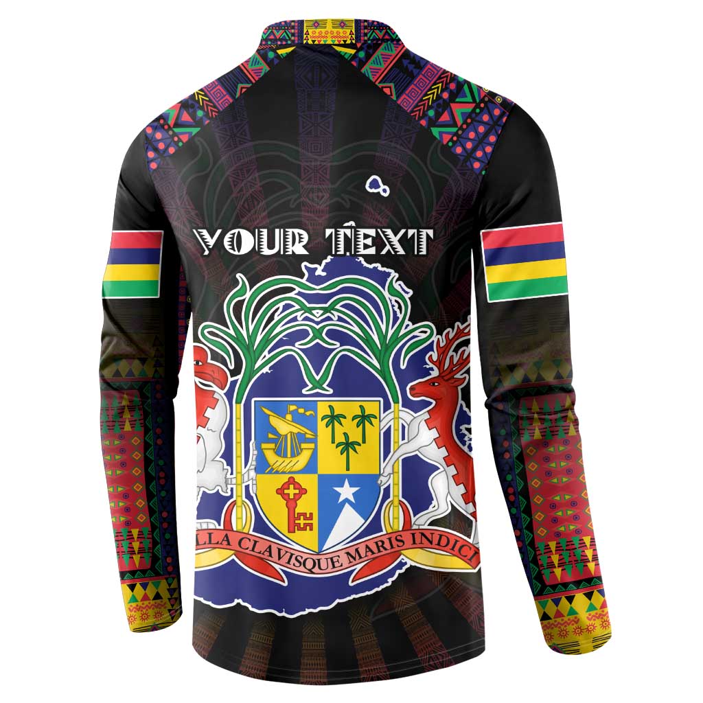 Personalized Mauritius Roots Button Sweatshirt African Map in Fingerprint and Tribal Colors