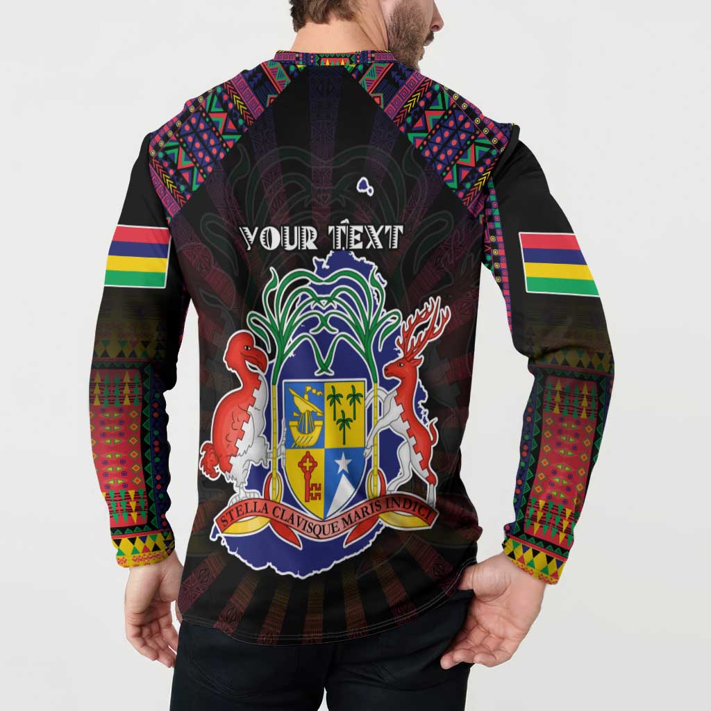 Personalized Mauritius Roots Button Sweatshirt African Map in Fingerprint and Tribal Colors