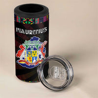 Mauritius Roots 4 in 1 Can Cooler Tumbler African Map in Fingerprint and Tribal Colors