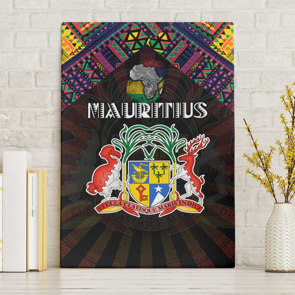 Mauritius Roots Canvas Wall Art African Map in Fingerprint and Tribal Colors