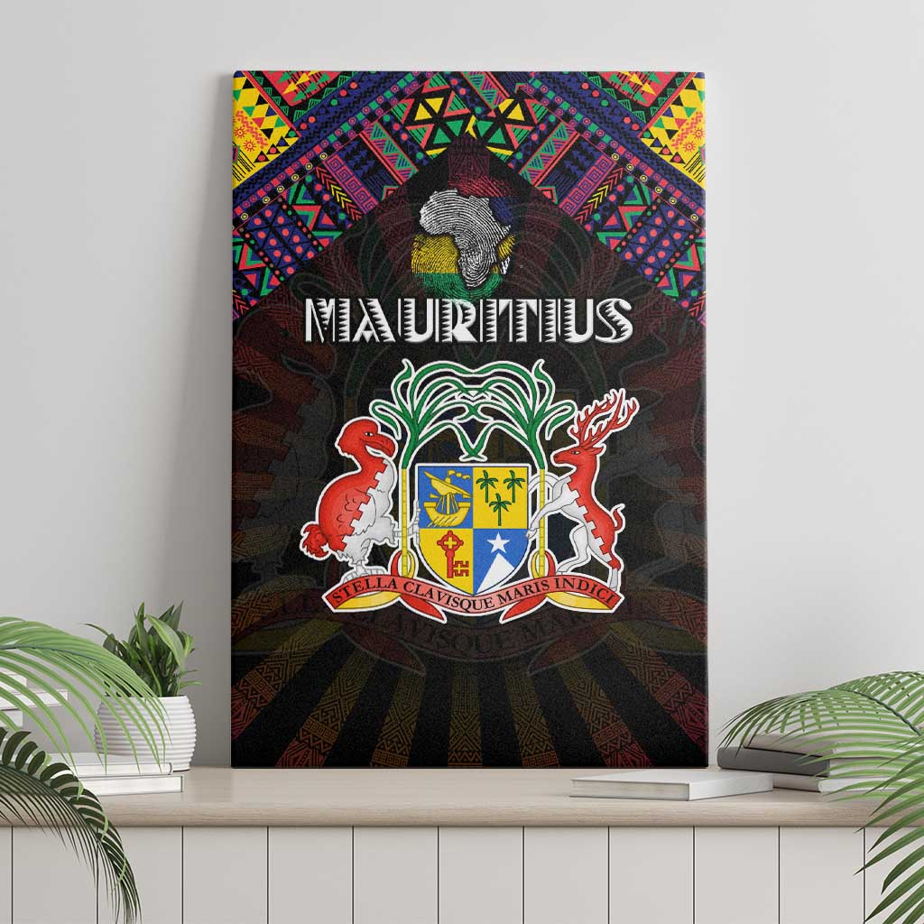 Mauritius Roots Canvas Wall Art African Map in Fingerprint and Tribal Colors
