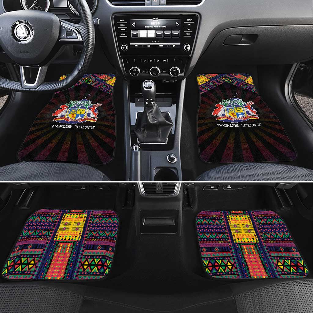 Mauritius Roots Car Mats African Map in Fingerprint and Tribal Colors
