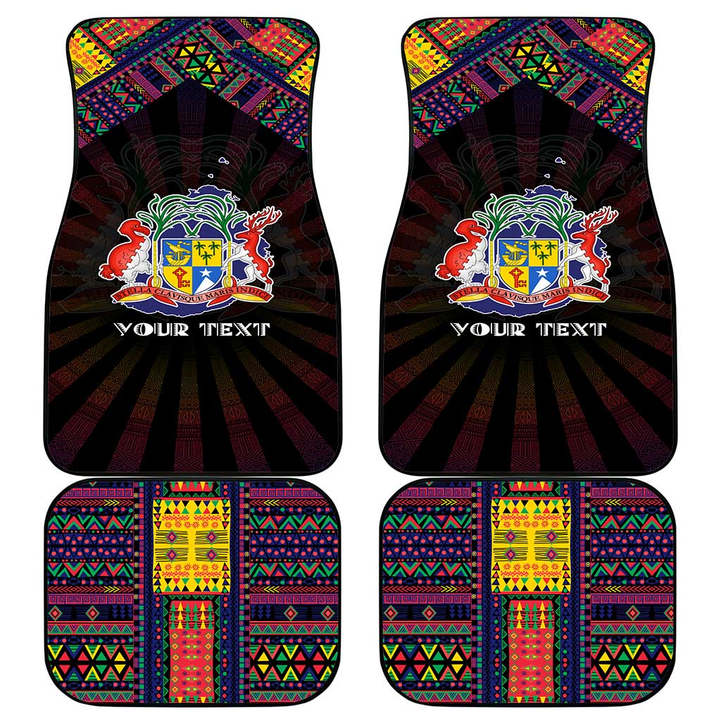Mauritius Roots Car Mats African Map in Fingerprint and Tribal Colors
