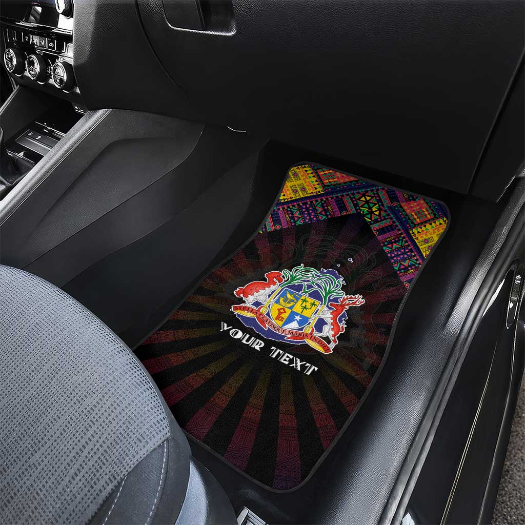 Mauritius Roots Car Mats African Map in Fingerprint and Tribal Colors