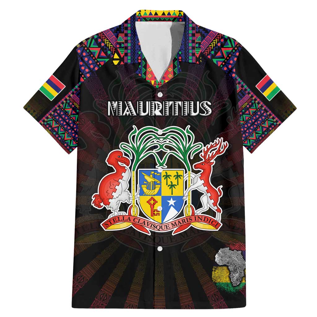Personalized Mauritius Roots Family Matching Mermaid Dress and Hawaiian Shirt African Map in Fingerprint and Tribal Colors