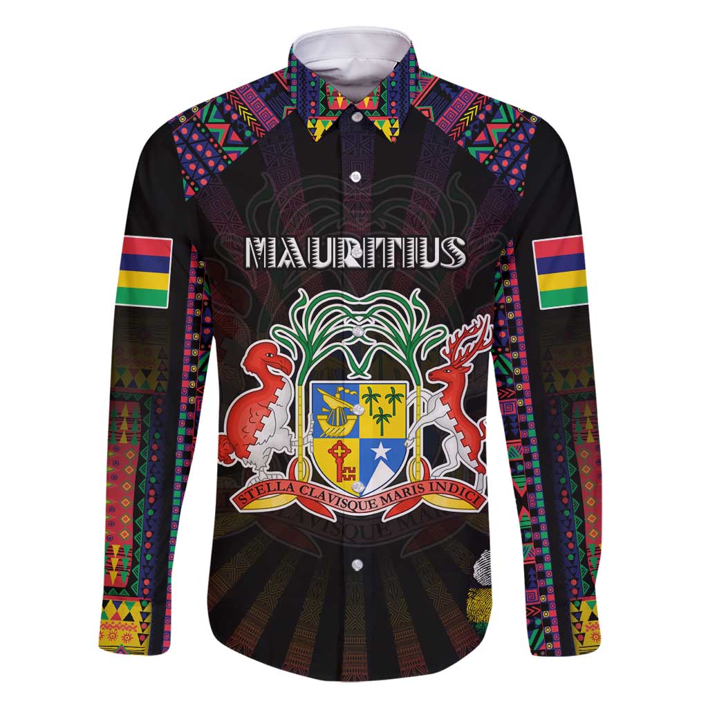 Personalized Mauritius Roots Family Matching Off Shoulder Maxi Dress and Hawaiian Shirt African Map in Fingerprint and Tribal Colors